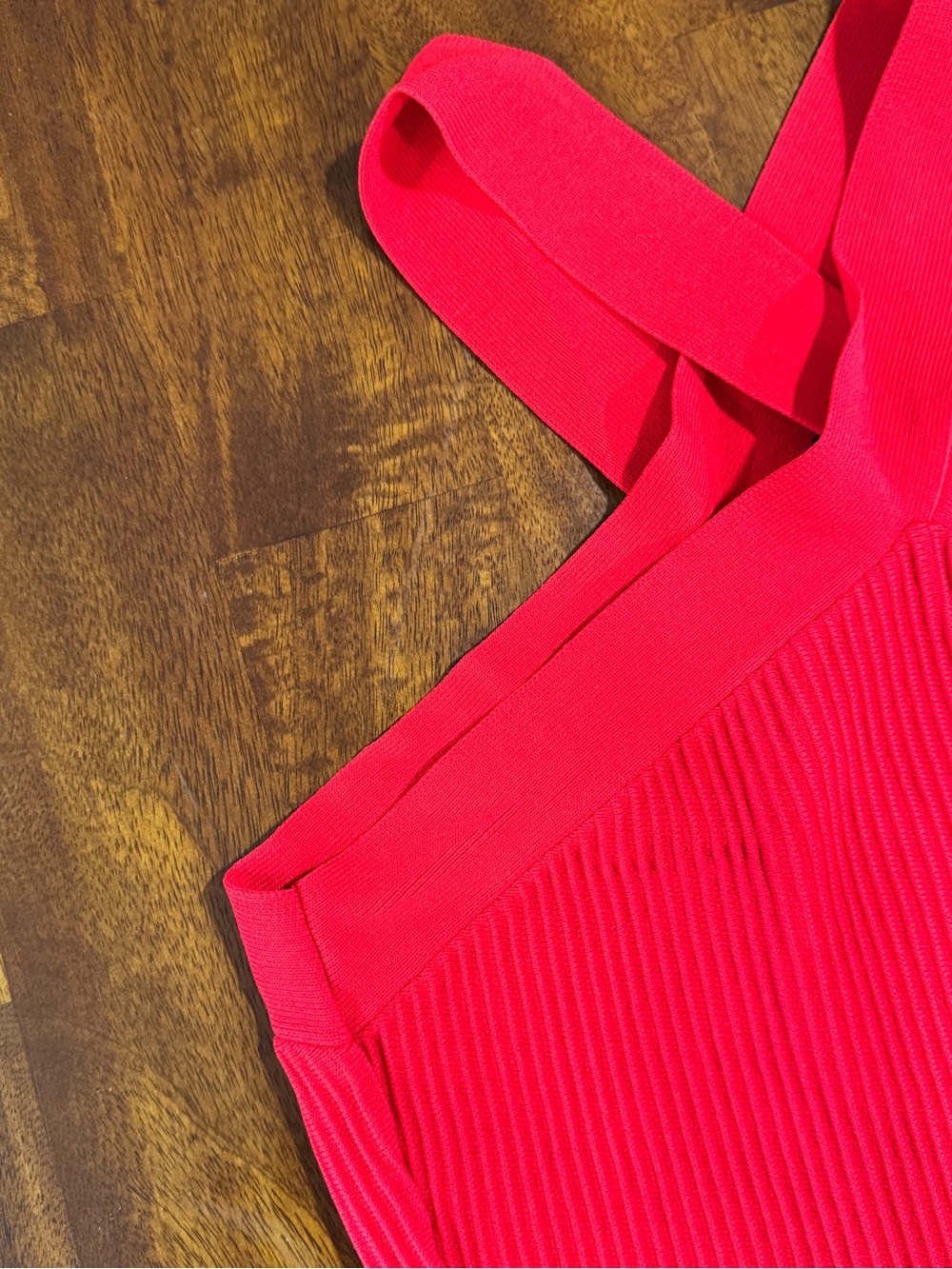Women’s Red Ribbed Halter Crop Top - Picture 4 of 7